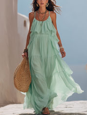 Island Vacation Mint Green Ruffled Sundress