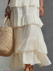 Elegant White Tiered Maxi Dress