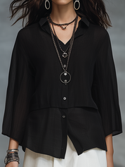 Minimal Black Sheer Layered Top & Skirt Set
