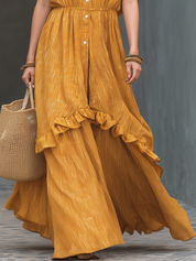 Resort Mustard Draped Maxi Dress