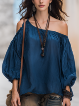 Retro Bohemian Midnight Blue Top