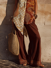 Bohemian Asymmetric Panel Soft Silhouette Casual Tunic Top And Pant Set