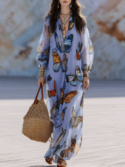 Romantic Bohemian Airy Fabric Statement Everyday Wear Maxi Dress