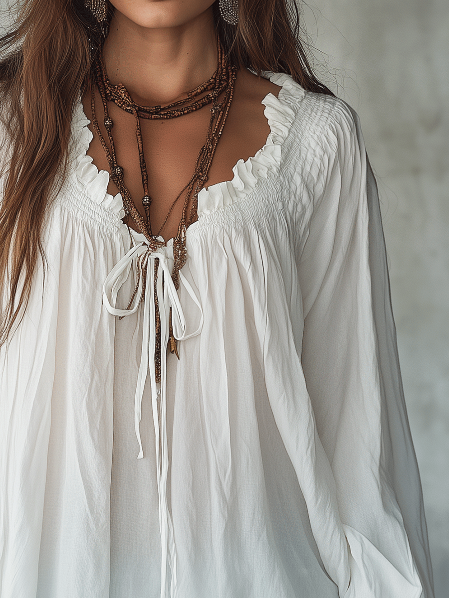Boho Soft Texture Loose Silhouette Easy-Wear Blouse