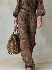 Bohemian Brown Paisley Pattern Suit