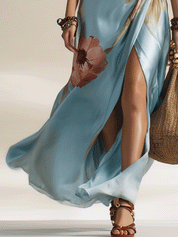 Elegant Bohemian Soft Satin Feel Statement Summer Maxi Dress