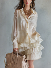 Romantic Ivory Ruffled Mini Skirt Set