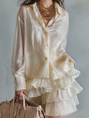 Romantic Ivory Ruffled Mini Skirt Set