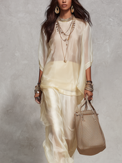 Lightweight Champagne Colored Chiffon Suit