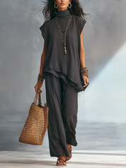 Modern Charcoal Asymmetric Pant Set