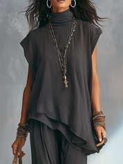 Modern Charcoal Asymmetric Pant Set