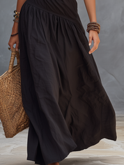 Effortless Black One-Shoulder Maxi Dress