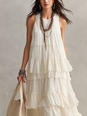 Ethereal Ivory Tiered Ruffle Maxi Dress