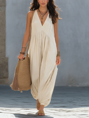 Relaxed Cream Gathered Harem Jumpsuit
