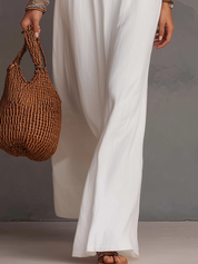 Graceful Ivory Halter Neck Maxi Dress