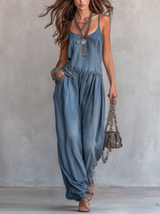 Effortless Dusty Blue Wide Leg Jumpsuit