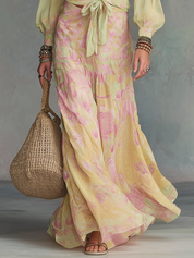 Romantic Sage Floral Tie-Front Skirt Set