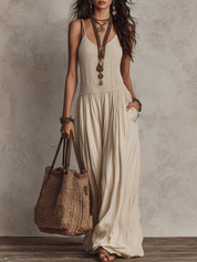 Effortless Bohemian-Style Smocked & Ruched Spaghetti-Strap Maxi Dress