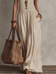 Effortless Bohemian-Style Smocked & Ruched Spaghetti-Strap Maxi Dress