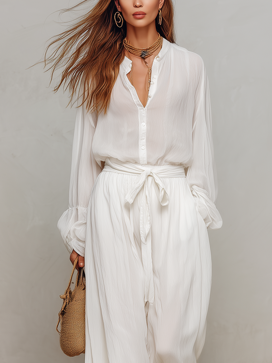 Effortless Ivory  Lightweight Chiffon Set