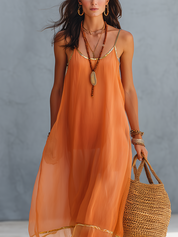 Sunset Apricot Tulle Lace Up Dress With Gold Trim