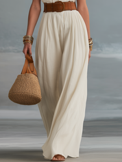 Refined Ivory Belted Plunge Jumpsuit