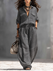 French Style Elegant Black And White Checkered Suit