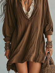 Romantic Bohemian Loose Silhouette Airy Comfort Summer Mini Dress