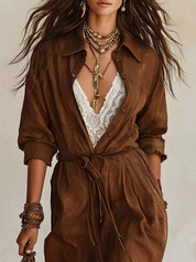 Chic Chocolate Brown Lightweight Draped Resort Maxi Dress