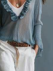 Effortless Sheer Coastal Sky Blue Top