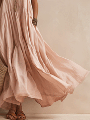 Bohemian Flowing Resort Blush Pink Maxi Dress