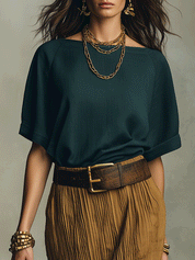 Bohemian Belted Resort Coastal Teal Top Cocoa Brown Midi Skirt Set