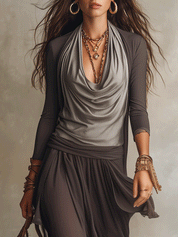 Bohemian Flowing Coastal Smoky Grey Two-Piece Set