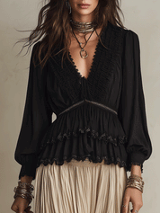 Effortless Romantic Vacation Black And Cream Skirt Set