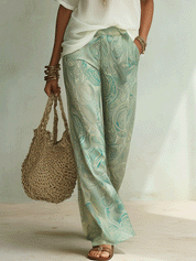 Elegant Relaxed Vacation Seafoam Paisley Two-Piece Set