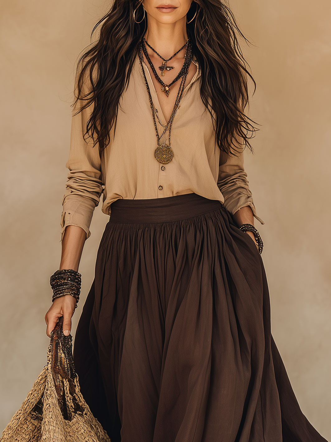 Boho High-Waist Draped Harem Pants