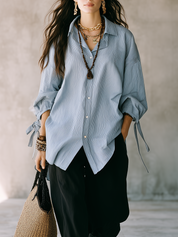 Relaxed Sky Blue Tie-Sleeve Shirt & Harem Pants Set