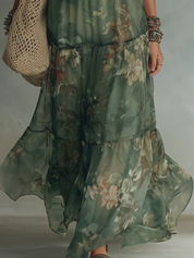 Graceful Olive Floral Maxi Dress