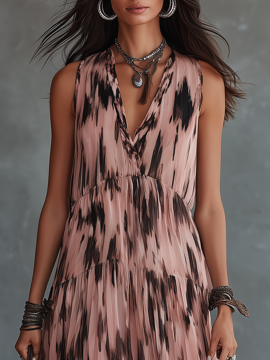 Chic Blush Tie-Dye Maxi Dress