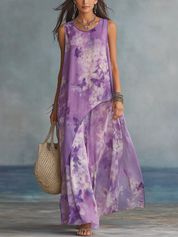 Elegant Lavender Floral Maxi Dress