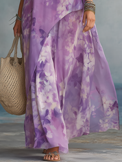 Elegant Lavender Floral Maxi Dress