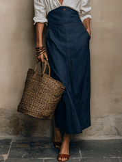 Effortless Coastal White Shirt And Denim Maxi Dress