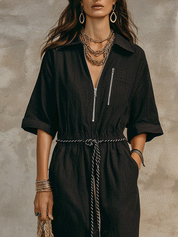 Modern Vintage Inspired Black Midi Dress