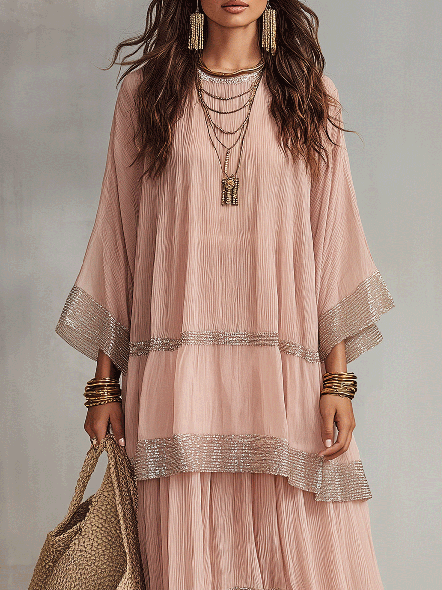 Effortless Romantic Vacation Soft Pink Chiffon Maxi Dress