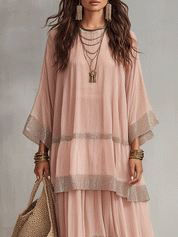 Effortless Romantic Vacation Soft Pink Chiffon Maxi Dress