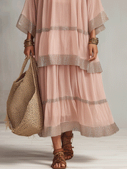 Effortless Romantic Vacation Soft Pink Chiffon Maxi Dress