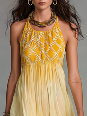 Graceful Marigold Smocked Halter Maxi Dress