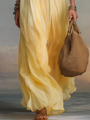 Graceful Marigold Smocked Halter Maxi Dress
