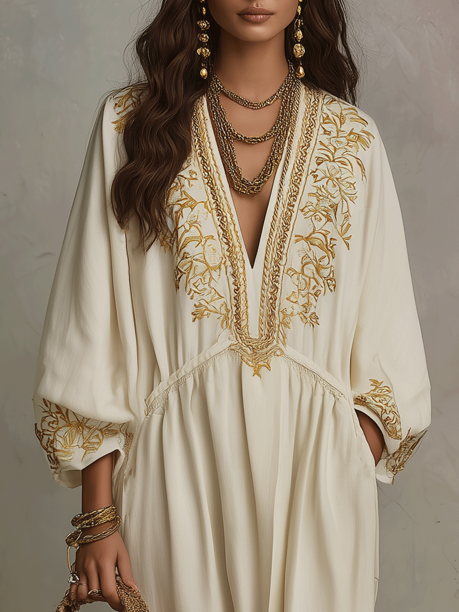 long sleeve boho maxi dress ivory long ivory dress with sleeves Long Sleeve Boho Flowy Wedding Dress Lace A-Line V-Neck Beach Gown with Split Front and Sweep Train, Diamond White / 6