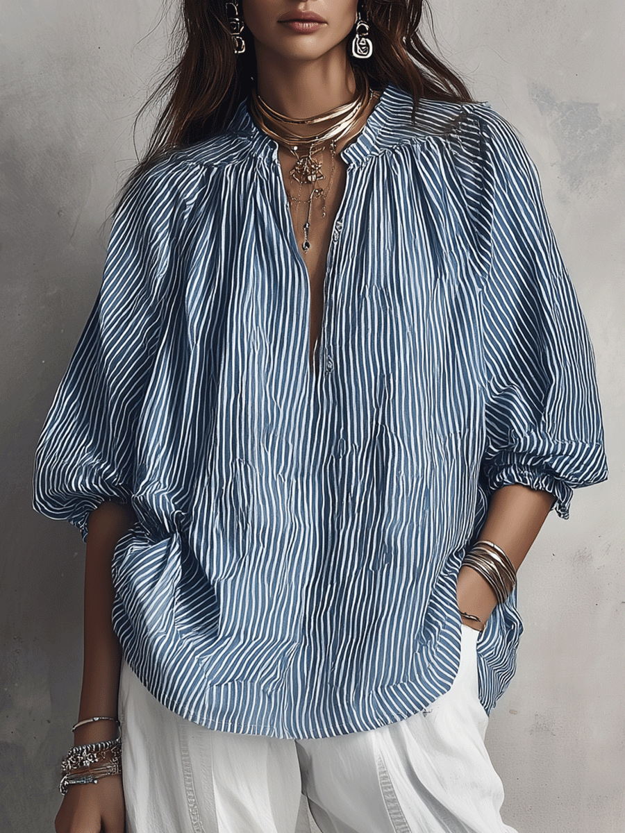 Relaxed Fit Striped Blouse